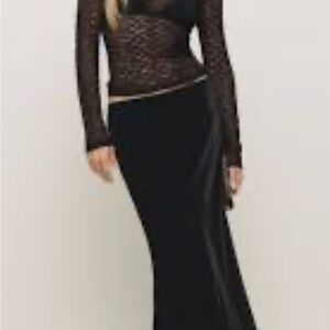 Reformation Black Velvet Maxi Skirt S NWT
